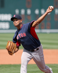 Mar 12, 2015; Bradenton, FL, USA; Boston Red Sox starting pitcher Eduardo Rodriguez (79) throws a pitch during a spring training baseball game at McKechnie Field. The Boston Red Sox beat the Pittsburgh Pirates 6-2. Mandatory Credit: Reinhold Matay-USA TODAY Sports